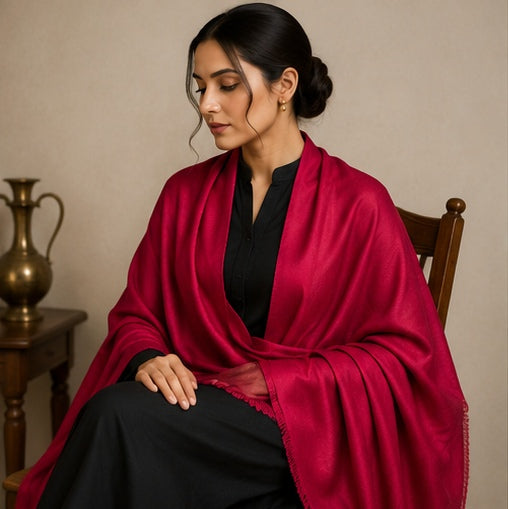 Plain pashmina-pink