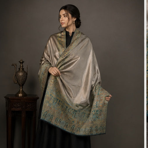 Moonlight -4side kani border light pashmina