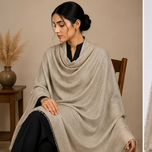 Plain pashmina - Beige