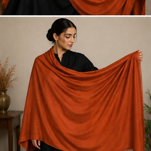 Plain shawl -Rust