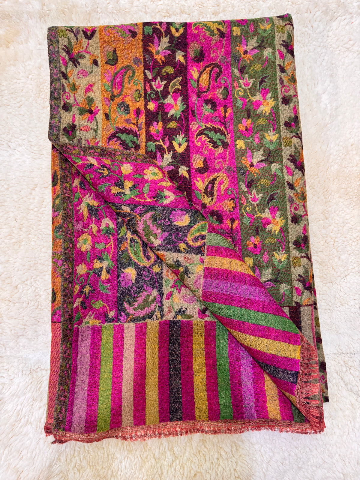 Double Beam Kani -Reverisble -Pashmina Based -Full shawl -Khartrash Design