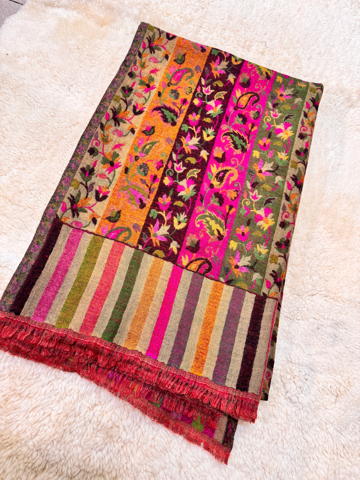 Double Beam Kani -Reverisble -Pashmina Based -Full shawl -Khartrash Design