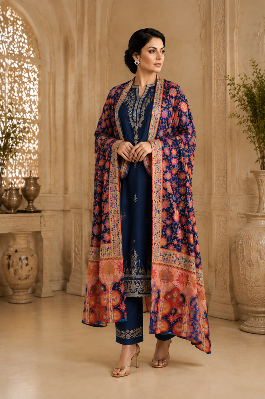 Royal Navy Bloom Shawl