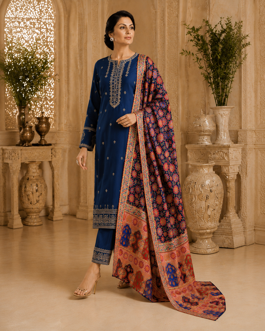 Royal Navy Floral Shawl
