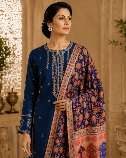 Royal Navy Floral Shawl