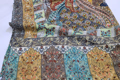 Heritage Mosaic Printed Shawl – Beige & Turquoise