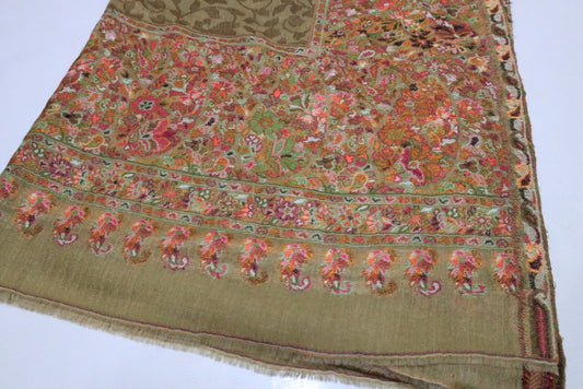 Olive Floral Heritage Shawl