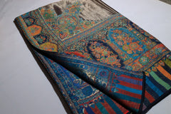 Royal Heritage Floral Shawl – Teal & Rust