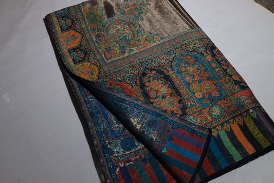 Royal Heritage Floral Shawl – Teal & Rust