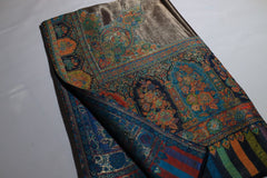 Royal Heritage Floral Shawl – Teal & Rust