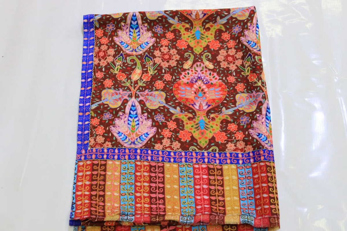 Royal Peacock Garden Printed Shawl – Multicolor