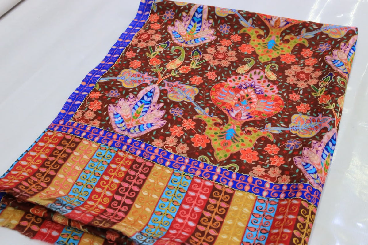 Royal Peacock Garden Printed Shawl – Multicolor